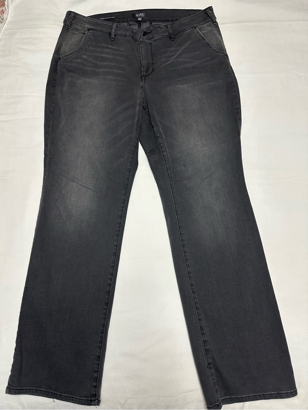 NYDJ Women's Marilyn Gray (Black Washed) Straight Leg Jeans